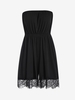 Strapless Scalloped Eyelash lace Trim Romper M Black