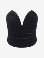 Strapless V Wired Velvet Ruched Top Xs Black
