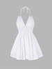 Strappy Halter Backless Layered Mini Dress Xl White