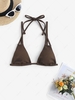 Strappy Halter Bikini Top L Deep coffee
