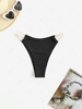 Strappy High Cut Bikini Bottom L Black