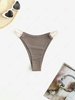 Strappy High Cut Bikini Bottom L Coffee
