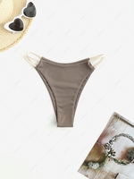 Strappy High Cut Bikini Bottom L Coffee