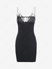 Strappy Organza Panel Slinky Mini Dress S Black