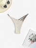 Strappy Ribbed High Cut Bikini Bottom L Light coffee