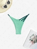 Strappy Ribbed High Cut Bikini Bottom L Light green