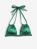 Strappy Silky Bikini Top M Deep green
