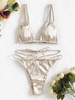 Strappy Ties Silky Floss Bikini Swimwear Light coffee