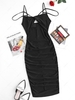 Strappy Twist Cutout Ruched Slinky Midi Dress S Black
