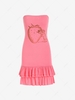 Strawberry Mouse Print Flounce Hem Mini Tube Dress S Light pink
