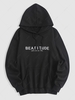Streetwear Beatitude Slogan Print Fleece-lined Essentials Hoodie M Black