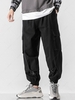 Streetwear Buckle Design Solid Color Drawstring Techwear Jogger Cargo Pants Xs Black