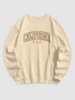 Streetwear California Contrasting Letter Fleece-lined Crewneck Vintage Sweatshirt L Light coffee