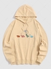 Streetwear Cartoon Dinosaur Print Kangaroo Pocket Hoodie M Light yellow
