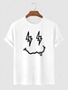 Streetwear Cartoon Face Printed Funny T-shirt 2xl White