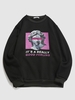 Streetwear Character Letters Print Renaissance Art Fleece Sweatshirt M Black