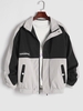 Streetwear Colorblock Letter Print Zip Jacket Xs Black