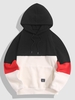 Streetwear Colorblock Patch Polar Faux Fur Fleece Hoodie 2xl