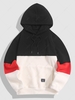 Streetwear Colorblock Patch Polar Faux Fur Fleece Hoodie S