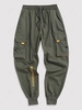 Streetwear Contrasting Letter Beam Feet Cargo Techwear Pants 2xl Army green