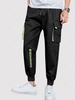 Streetwear Contrasting Letter Beam Feet Cargo Techwear Pants 2xl Black