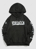 Streetwear Contrasting Letter Print Fleece-lined Hoodie Xl Black
