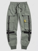 Streetwear Contrasting Patched Cargo Techwear Pants 2xl Army green