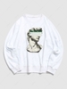 Streetwear Crewneck Sculpture Graphic Print Vintage Sweatshirt 2xl White