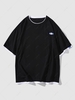Streetwear Double Hem Letter Patch Drop Shoulder T-shirt 2xl Black