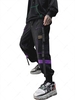 Streetwear Drawstring Applique Detail Contrast Cargo Techwear Pants M Purple