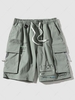 Streetwear Drawstring Letter Print Pocket Cargo Shorts 2xl Hazel green