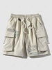Streetwear Drawstring Letter Print Pocket Cargo Shorts 2xl Warm white