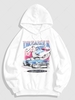 Streetwear Dreamer Car Dice Graphic Fleece-lined Hoodie Xl White