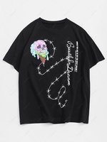 Streetwear Drip Skull Ice Cream Letter Print Short Sleeve T-shirt 2xl Black