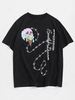 Streetwear Drip Skull Ice Cream Letter Print Short Sleeve T-shirt S Black