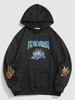 Streetwear Flame Car Graphic Fleece-lined Streetwear Hoodie L Black
