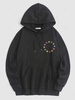 Streetwear Fleece-lined Colorful Star Print Hoodie L Black