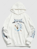 Streetwear Fleece-lined Enjoying Flying Graphic Hoodie Xl White