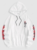 Streetwear Fleece-lined Rose Flower Hoodie 2xl White