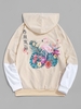 Streetwear Flower Flamingo Hanzi Print Contrast Hoodie M Light yellow