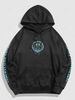 Streetwear Letter Cartoon Octopus Print Fleece-lined Hoodie 2xl Black