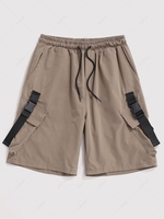 Streetwear Multi-Pocket Strap Drawstring Cargo Shorts 2xl Light khaki
