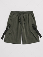 Streetwear Multi-Pocket Strap Drawstring Cargo Shorts 3xl Army green