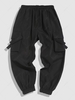 Streetwear Multi Pockets Solid Color Cargo Pants L Black
