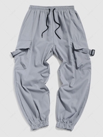 Streetwear Multi Pockets Solid Color Cargo Pants Xl Gray cloud