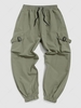 Streetwear Multi Pockets Solid Color Cargo Pants Xl Light green