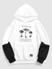 Streetwear Mushroom Letter Graphic Colorblock Fleece-lined Hoodie 2xl White