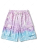 Streetwear Ombre Bear Drawing Print Drawstring Sweat Shorts 2xl Blush pink
