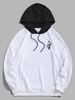Streetwear Skull Pattern Colorblock Hoodie L White