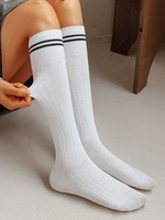 Striped Trim Over The Calf Socks